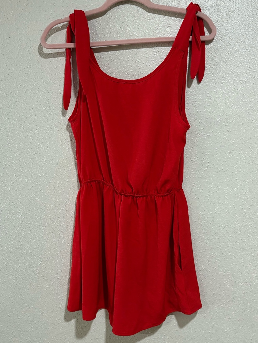 Pink Lily Red Tie-Shoulder Romper - Picture 4 of 5